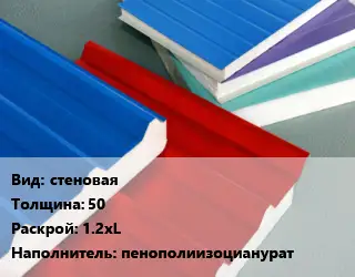 Сэндвич-панель стеновая s=50 1.2хL Наполнитель:пенополиизоцианурат
